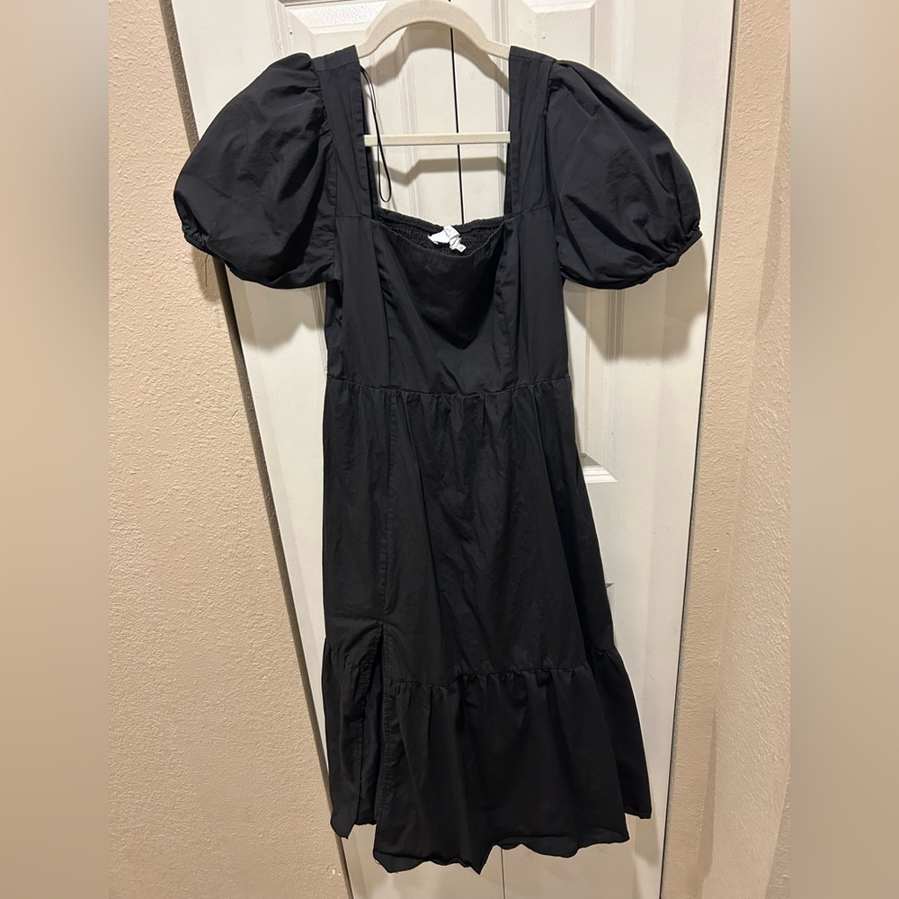 ASTR The Label Poplin Puff Sleeve Tiered Midi Dress ,Large - Picture 8 of 12